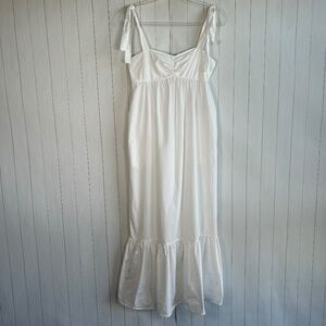 Compañia Fantastica size S maxi dress white cotton poplin smocked tie sleeve LWD